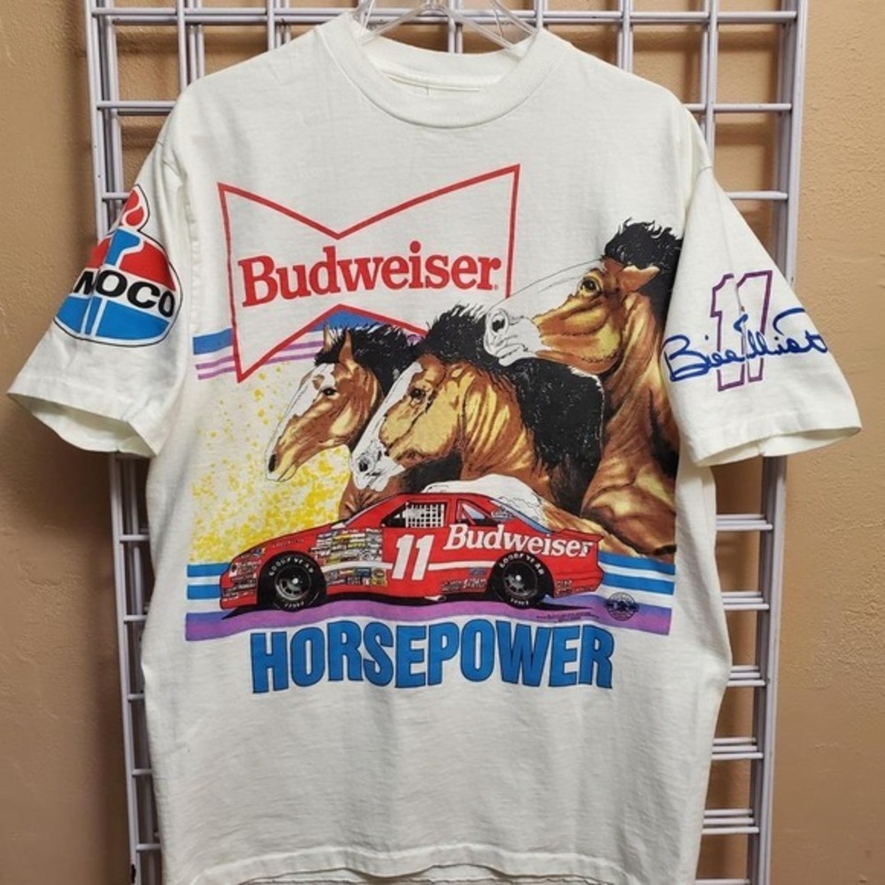 Vintage Bill Elliot Racing Budweiser Horsepower Amoco t-shirt